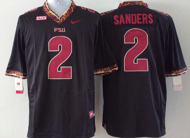 Men Florida State Seminoles FSU #2 Sanders Black Nike 2025 NCAA Jersey->ncaa teams->NCAA Jersey